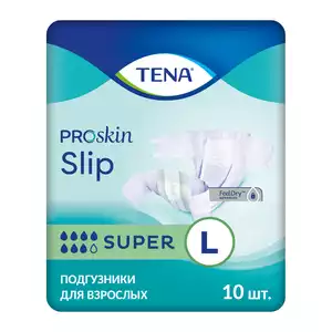 Tena Slip Super Подгузники для взрослых дышащие размер L 10 шт