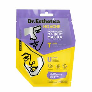 Dr.esthetica no acne teens Мульти-маска пузырьковая yellow&violet 6 г + 6 г (20/120) цена и фото