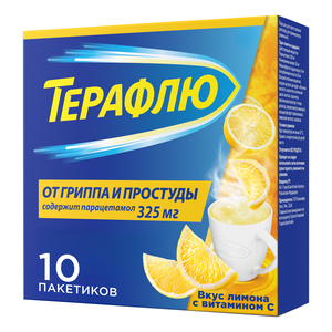ТераФлю от гриппа и простуды Порошок для приготовления раствора для приема внутрь лимон 10 шт фотографии