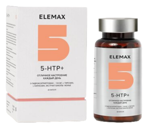 Elemax 5-HTP+ 5-Гидрокситриптофан Капсулы 60 шт бады седативные elemax бад к пище 5 htp капсулы массой 450 мг 60 капсул