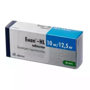 Энап-НЛ Таблетки 12,5 мг + 10 мг 60 шт