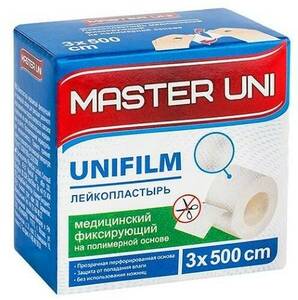 Master Uni Лейкопластырь на полимерной основе 3 х 500 см master uni unifilm лейкопластырь 1 х 500 см на полимерной основе