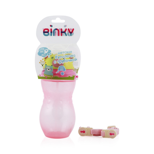 цена Binky Бутылочка розовая с медвежонком 420 мл
