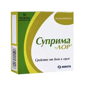 Суприма-ЛОР Таблетки для рассасывания со вкусом и ароматом эвкалипта 16 шт