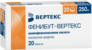 Фенибут-Вертекс Таблетки 250 мг 20 шт фенибут таблетки 250 мг 20 шт