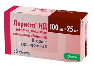 Лориста НД Таблетки покрытые пленочной оболочкой 100 мг + 25 мг 30 шт