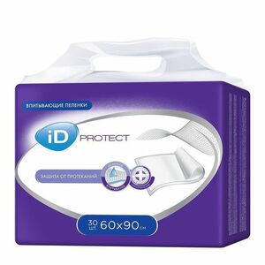 iD Protect Пеленки одноразовые впитывающие 60х90 см 30 шт одноразовые впитывающие пеленки для малышей id protect expert 60x90 30 шт