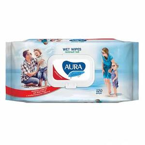 Aura Влажные Салфетки для всей семьи освежающие 120 шт средства для ванной и душа для мужчин aura family влажные салфетки для всей семьи освежающие
