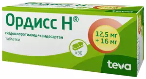 Ордисс Н Таблетки 12,5 мг + 16 мг 30 шт