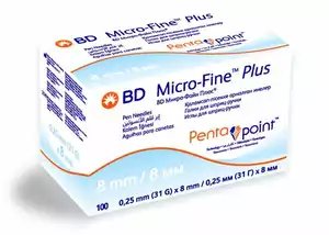 BD Micro-Fine Plus Иглы для шприц-ручки с заточкой Pentapoint 0,25 мм (31g) х 8 мм 100 шт