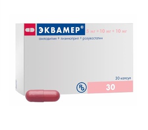 Эквамер Капсулы 5 мг + 10 мг + 10 мг 30 шт амлодипин сандоз таб 5мг 30