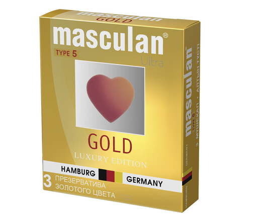 Masculan Ultra 5 Презервативы утонченные латексные золотого цвета 3 шт