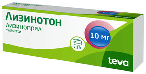 цена Лизинотон Таблетки 10 мг 28 шт
