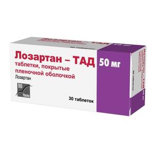 Лозартан-ТАД Таблетки 50 мг 30 шт лозартан 50 мг 30 таб