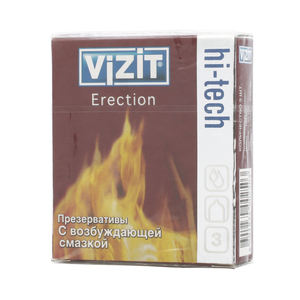 Vizit Hi-Tech Erection Презервативы с возбуждающей смазкой 3 шт возбуждающая мужская смазка joydrops erection 50 мл