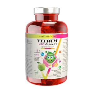 Vitrum Kids Мармелад со вкусом яблока 60 шт комплекс витаминов и минералов для укрепления иммунитета plantago multivitamin
