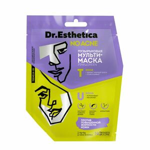 Dr.esthetica no acne teens Мульти-маска пузырьковая pink&green 6 г + 6 г (20/120) цена и фото