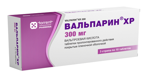Вальпарин ХР таблетки покрытые пленочной оболочкой пролонгированного действия 300 мг 30 шт