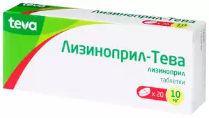 Лизиноприл-Тева Таблетки 10 мг 20 шт