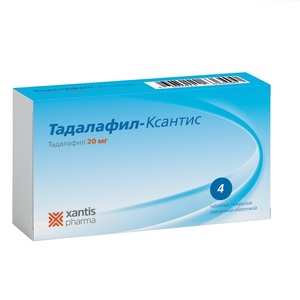 Тадалафил-Ксантис Таблетки покрытые пленочной оболочкой 20 мг 4 шт тадалафил ксантис таблетки покрытые пленочной оболочкой 5 мг 28 шт
