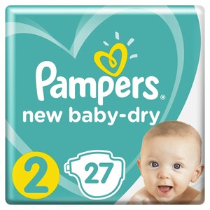 Pampers Подгузники New Baby-Dry Mini 4–8 кг 27 шт подгузники pampers new baby dry размер 2 27 шт