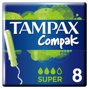 Tampax Тампоны гигиенические с аппликатором Compak Super 8 шт тампоны tampax compak super plus duo 16шт