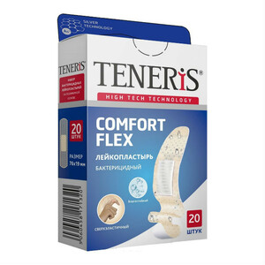 Teneris Comfort Лейкопластырь бактерицидный с ионами серебра на суперэластичной полимерной основе 20 шт лейкопластырь бактерицидный с ионами серебра на нетканой основе teneris sensitive 20 шт