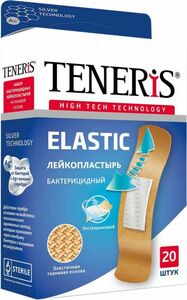 Teneris Elastic Лейкопластырь бактерицидный с ионами серебра на тканевой основе 20 шт