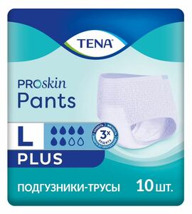 TENA Pants plus Трусы-подгузники для взрослых L 10 шт tena pants night super подгузники трусы для взрослых размер l 10 шт