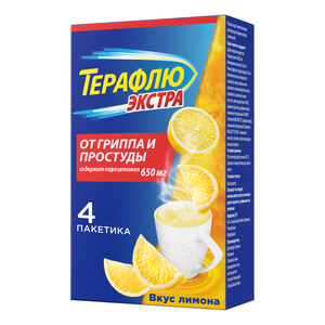 ТераФлю экстра Порошок для приготовления раствора для приема внутрь лимон 4 шт