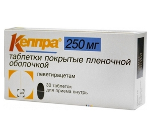 Кеппра Таблетки покрытые пленочной оболочкой 250 мг 30 шт