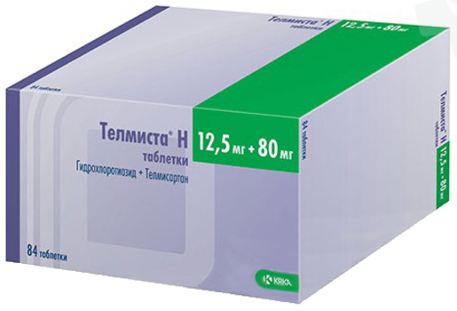 Телмиста Н Таблетки 80 мг + 12,5 мг 84 шт