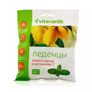 Vitaverde Леденцы лимон с мятой и витамином С 60 г