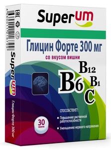 Superum Глицин форте вишня Таблетки 300 мг 30 шт
