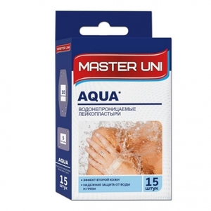Master Uni Лейкопластырь водонепроницаемый фиксирующ на полимер основе 15 шт