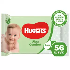 Huggies Ultra Comfort Влажные Салфетки Алоэ 56 шт
