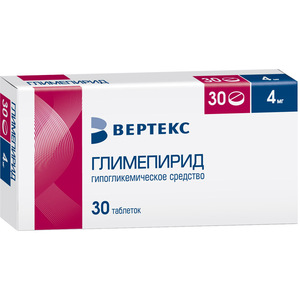 Глимепирид Вертекс Таблетки 4 мг 30 шт