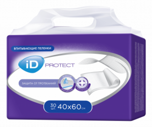 iD Protect Пеленки одноразовые впитывающие 40Х60 30 шт впитывающие одноразовые пеленки id protect 60х90 см 10 шт