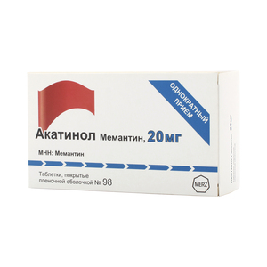 Акатинол Мемантин Таблетки покрытые пленочной оболочкой 20 мг 98 шт акатинол мемантин таб п о 20мг 98