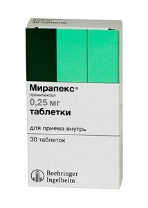 Мирапекс Таблетки 0,25 мг 30 шт