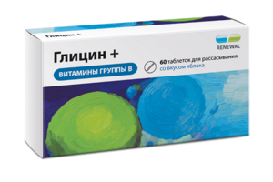 Глицин + Витамины группы В Реневал таблетки для рассасывания 130 мг 60 шт цена и фото