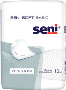 Seni Soft Basic Пелёнки впитывающие 60 х 60 см 10 шт пеленки гигиенические впит seni soft normal 90x60 cм 30 шт