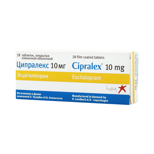 Ципралекс Таблетки покрытые пленочной оболочкой 10 мг 28 шт