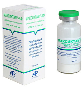 Максиктам-АФ Порошок для приготовления раствора для инъекций 1000 мг + 1000 мг флакон 1 шт