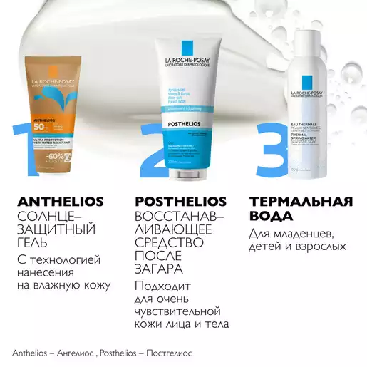 La Roche-Posay anthelios wet skin Гель-крем солнцезащитный с технологией нанесения на влажную кожу SPF 50+ в эко-упаковке 200 мл