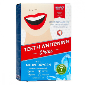 Global white Отбеливающие полоски для зубов с активным кислородом 7 шт