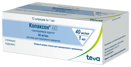 Копаксон 40 Раствор для подкожного введения 40 мг/мл 1 мл Шприцы 12 шт
