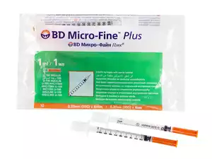 Шприц инсулиновый BD MF Plus 1 мл U-100 0,30 х 8 мм 30 G 10 шт
