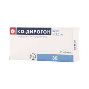 Ко-Диротон Таблетки 20 мг + 12,5 мг 30 шт диротон таблетки 10 мг 56 шт