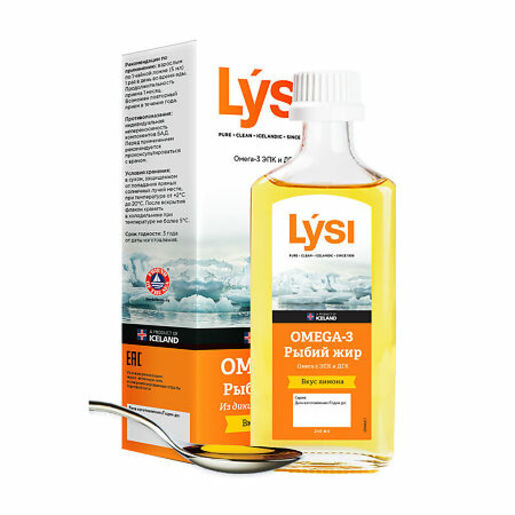 Lysi Омега-3 Рыбий жир со вкусом лимона 240 мл